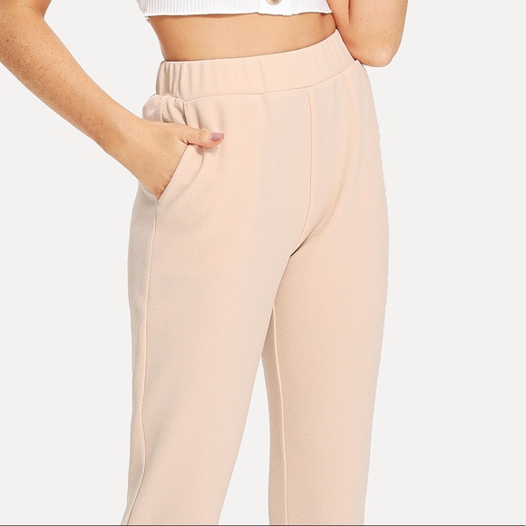 🆕Cream colored elastic waist cigarette pants - Picture 2 of 7
